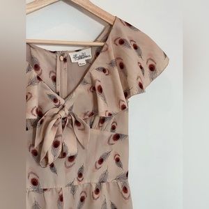 Blush feather patterned romper